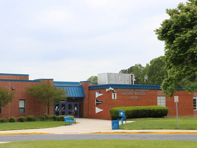 Hampton Middle School building entrance